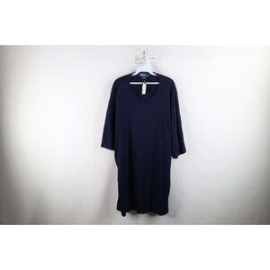 Deadstock Vintage 90s Ralph Lauren Mens XLT Ribbed Knit V-Neck T-Shirt Navy Blue
